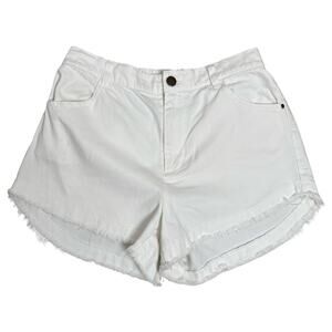 Young Fabulous & Broke White High-Rise Frayed Hem Denim Shorts Size S